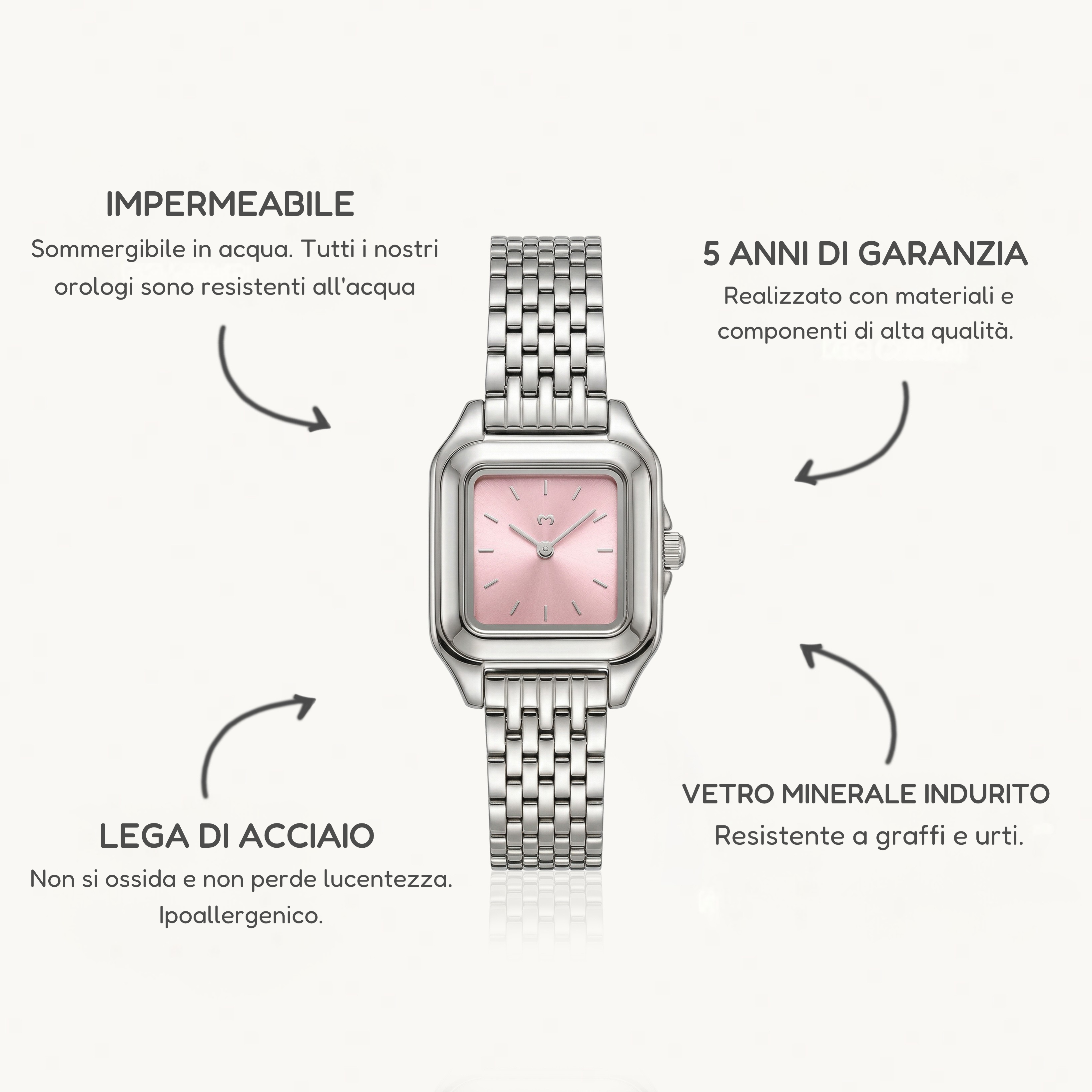 Orologio ~ Hampton Argento-Rosa