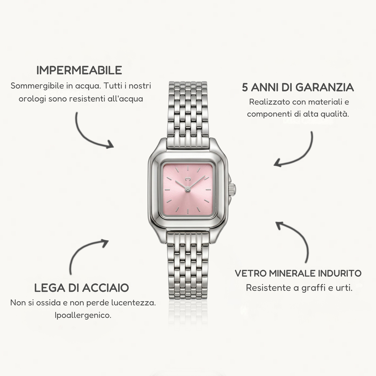 Orologio ~ Hampton Argento-Rosa
