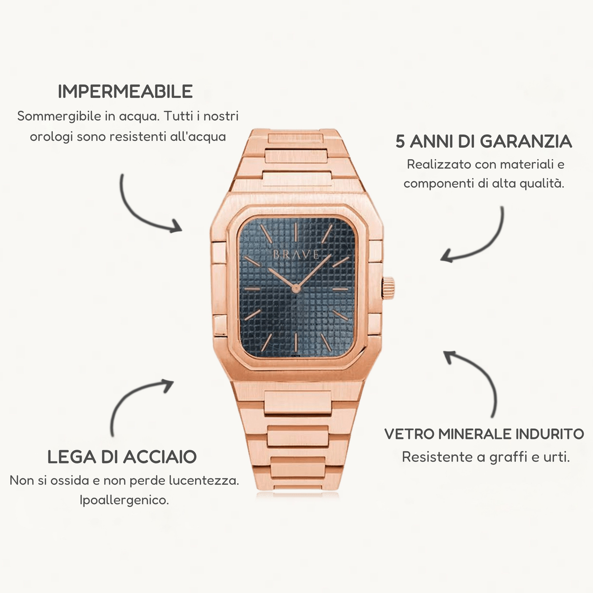 Orologio ~ Brando BRAVE - Rose Gold-Blue